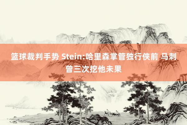 篮球裁判手势 Stein:哈里森掌管独行侠前 马刺曾三次挖他未果