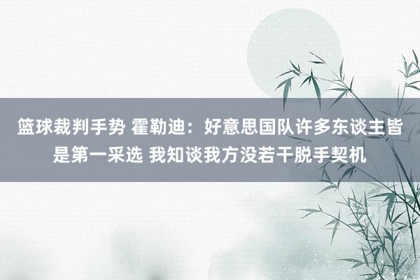 篮球裁判手势 霍勒迪：好意思国队许多东谈主皆是第一采选 我知谈我方没若干脱手契机