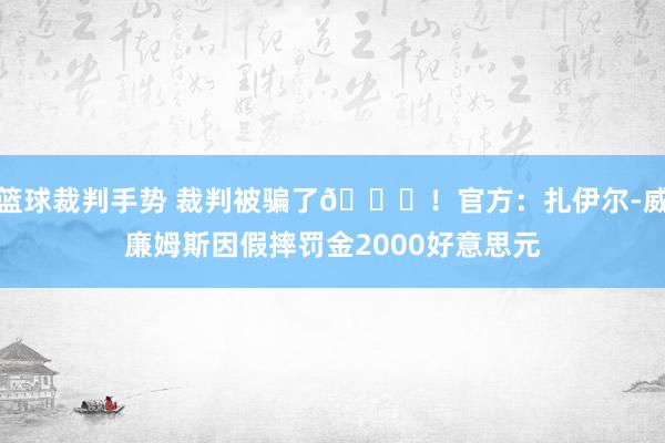 篮球裁判手势 裁判被骗了😅！官方：扎伊尔-威廉姆斯因假摔罚金2000好意思元