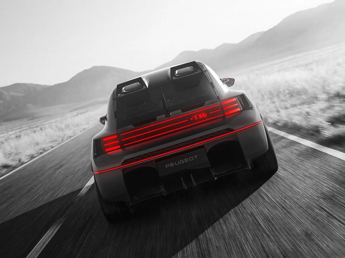 La zaga del Peugeot E-T16 Concept con la firma luminosa horizontal