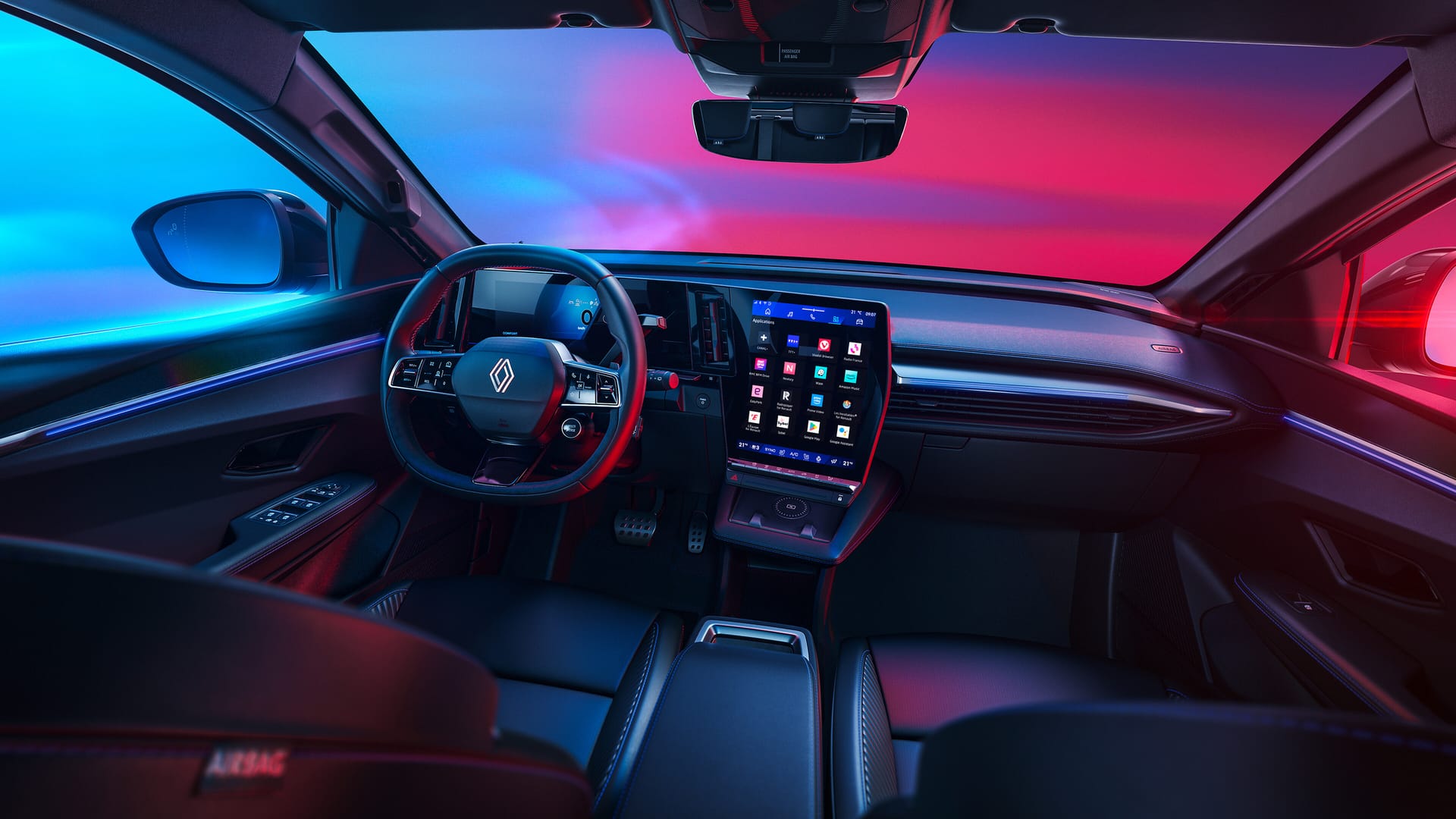 Habitáculo del Renault Megane E-Tech con la pantalla central vertical